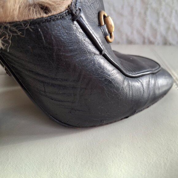 GUCCI Princetown Fur Horsebit Mule Heels Clogs - Picture 7 of 13